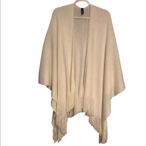 Accessory Street OS Beige BOHO Poncho Vibe Fringe Oversized 42” Scarf Wrap